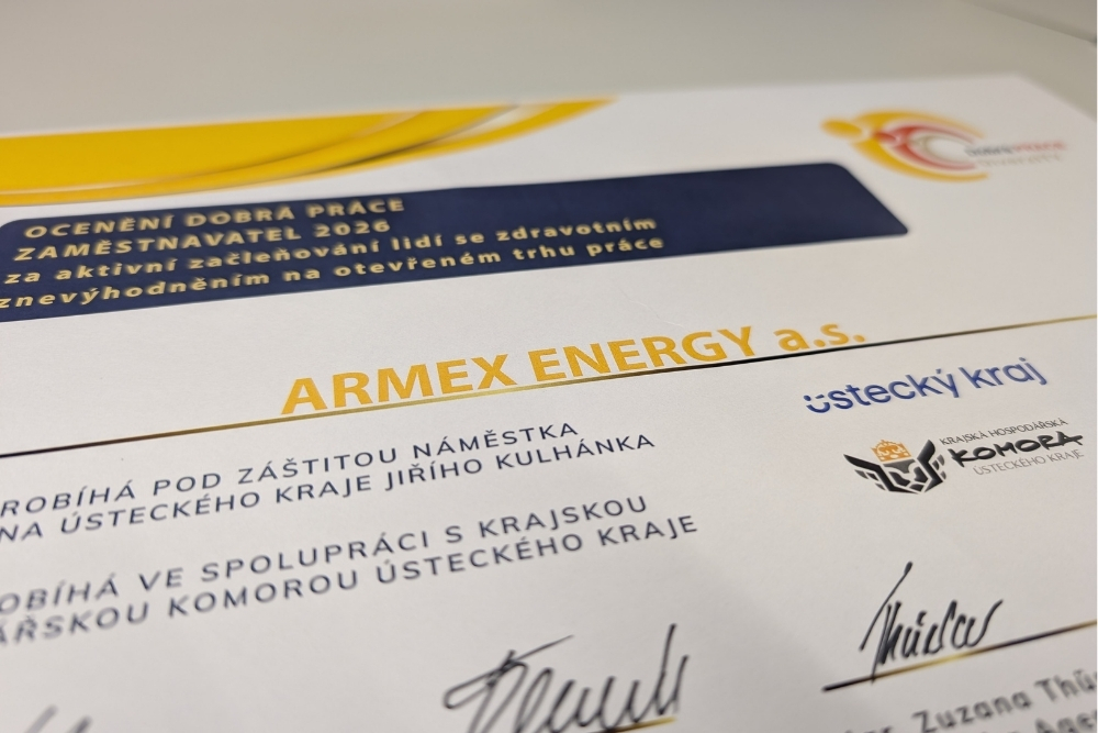 ARMEX ENERGY získala ocenění Zaměstnavatel 2026 za podporu zaměstnávání lidí se zdravotním znevýhodněním